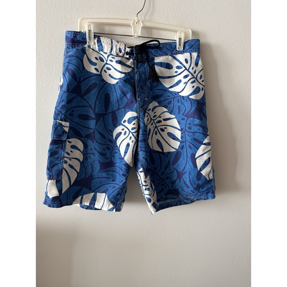 Vintage Hawaiian Island Creations Board Shorts 34x11 Blue Unlined Beach Surf